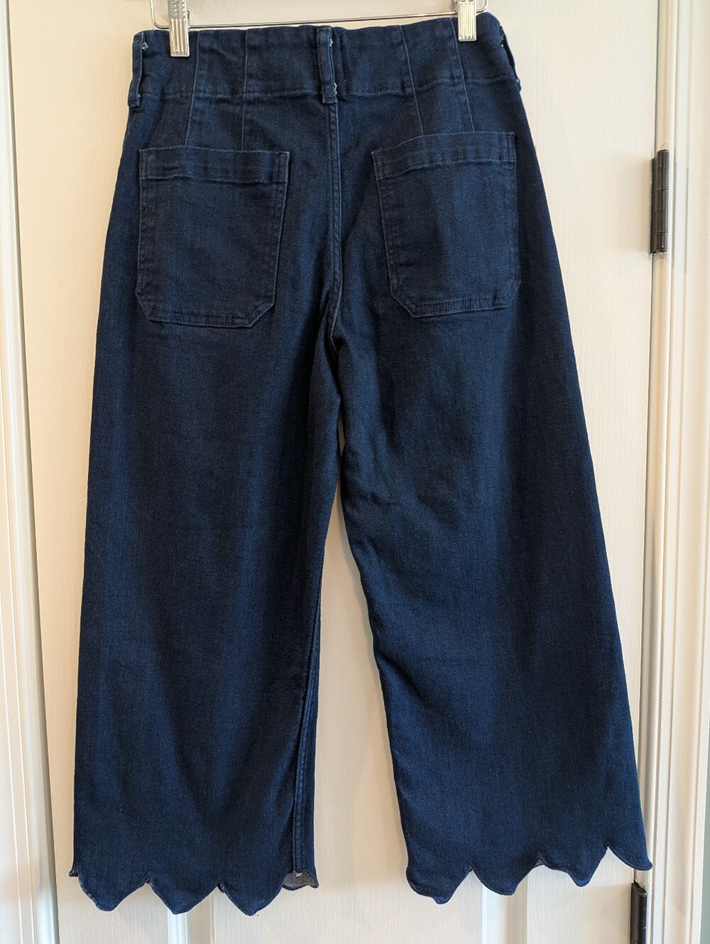 Anthropologie Maeve Colette Scallop Hem Crop Wide Leg Jeans Dark Wash Size 28P - Picture 7 of 14